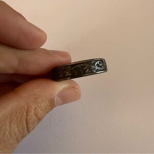 Manly Bands size 12 Engraved Filigree Wedding Band Titanium